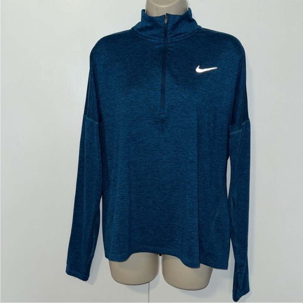 NIKE Womens Dry Element 1/2 Zip Running Top Women's Size Large L Blue Heather
